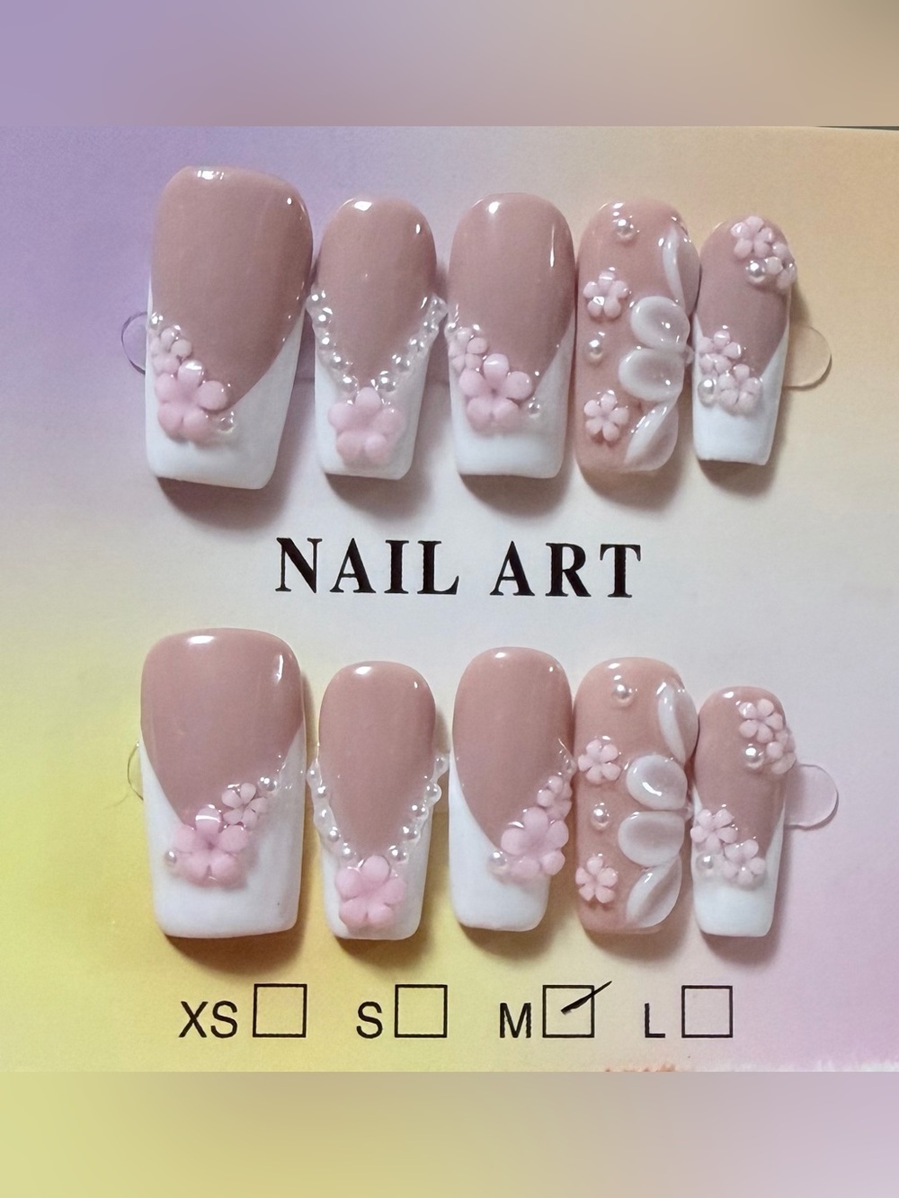 Elegant Pink Floral Nail Art Set by
